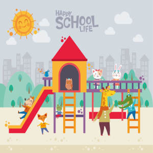 少儿&儿童学校/幼儿园生活主题卡通动物插画素材