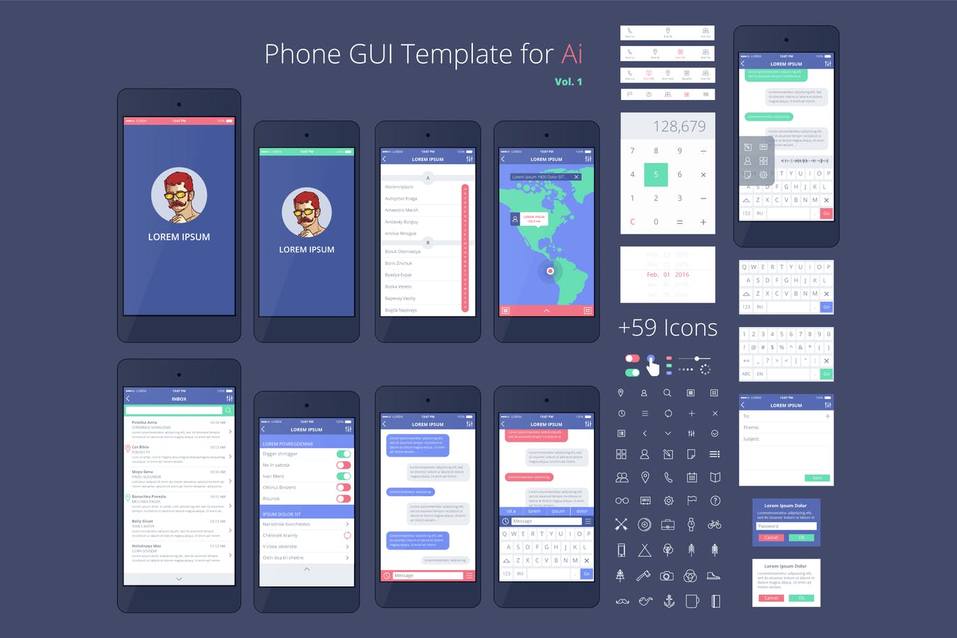 手机APP应用设计线框图套件v1 Phone GUI Template. Wireframe UI Kit.