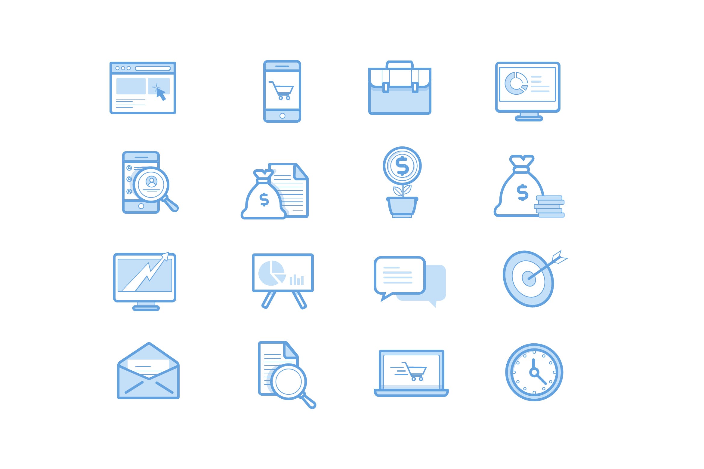 市场数据统计分析图标素材 Commerce Light Icons