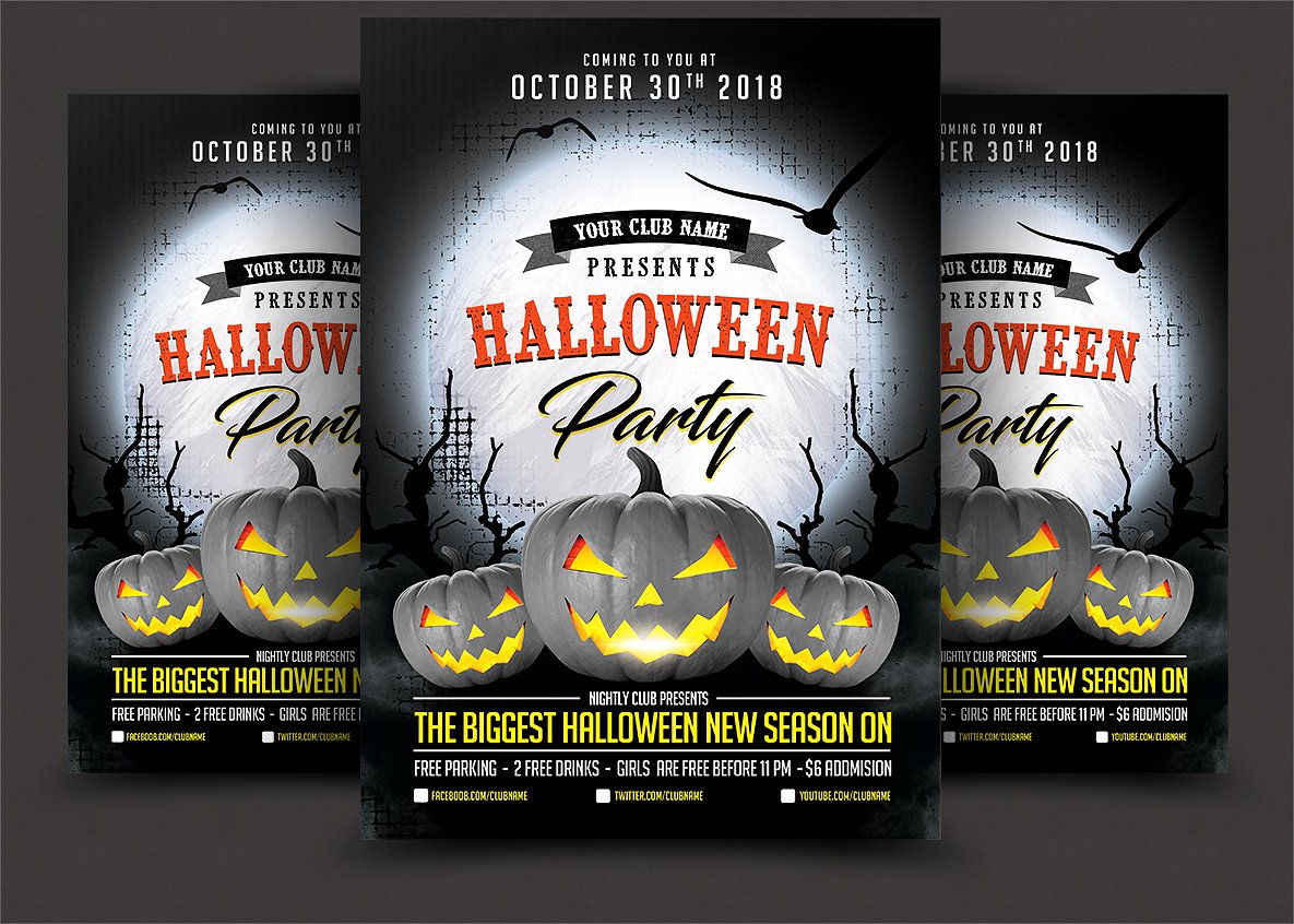 万圣节活动海报设计宣传模版 Halloween Flyer
