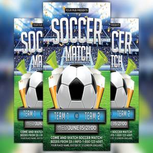 足球比赛传单模板 Soccer Match Flyer Template