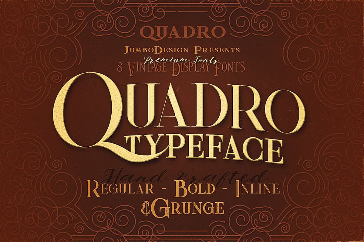 8款复古外观的英文衬线装饰字体 Quadro – Display Font