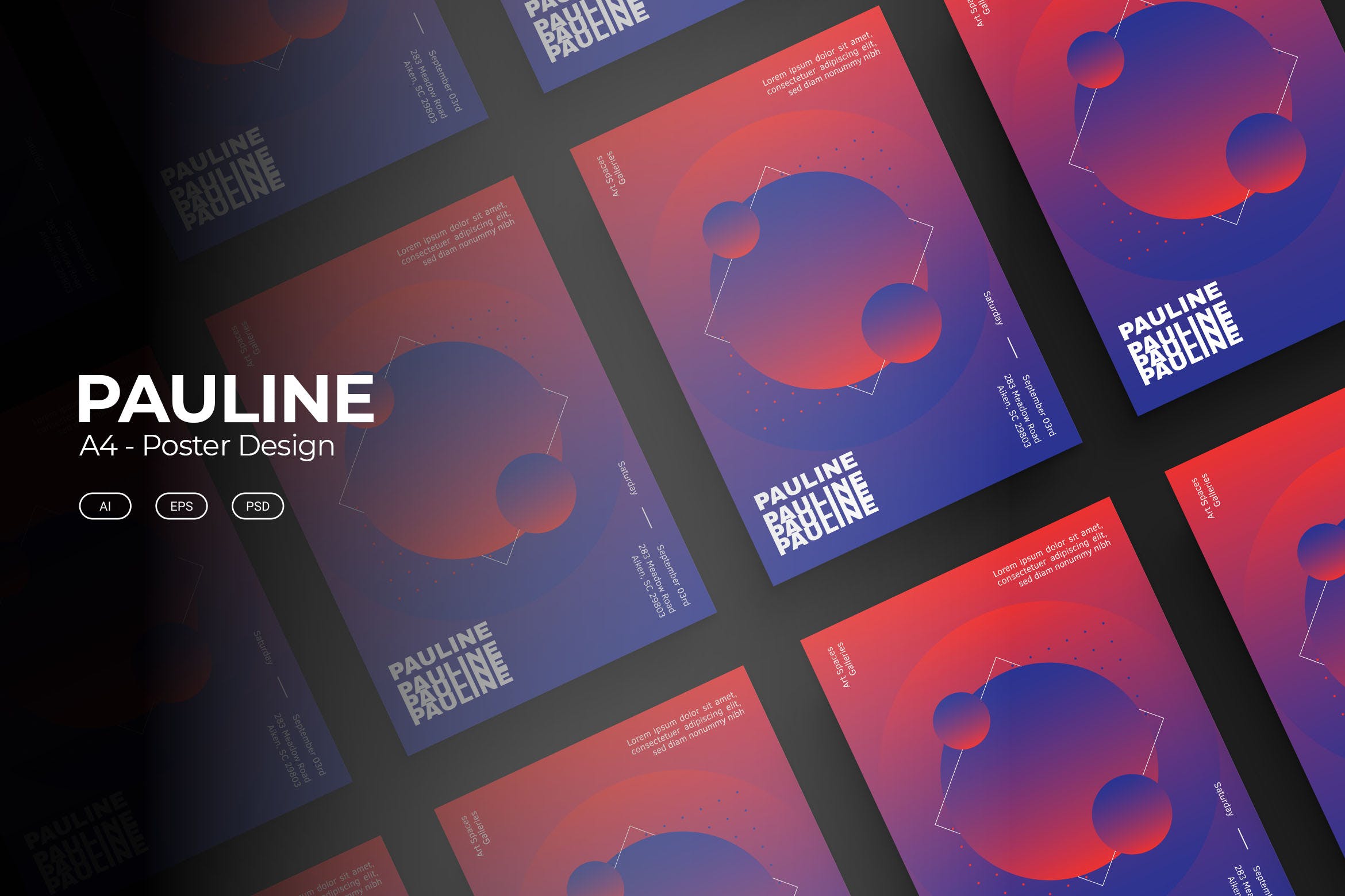 抽象几何图形现代海报设计模板 PAULINE Poster Design