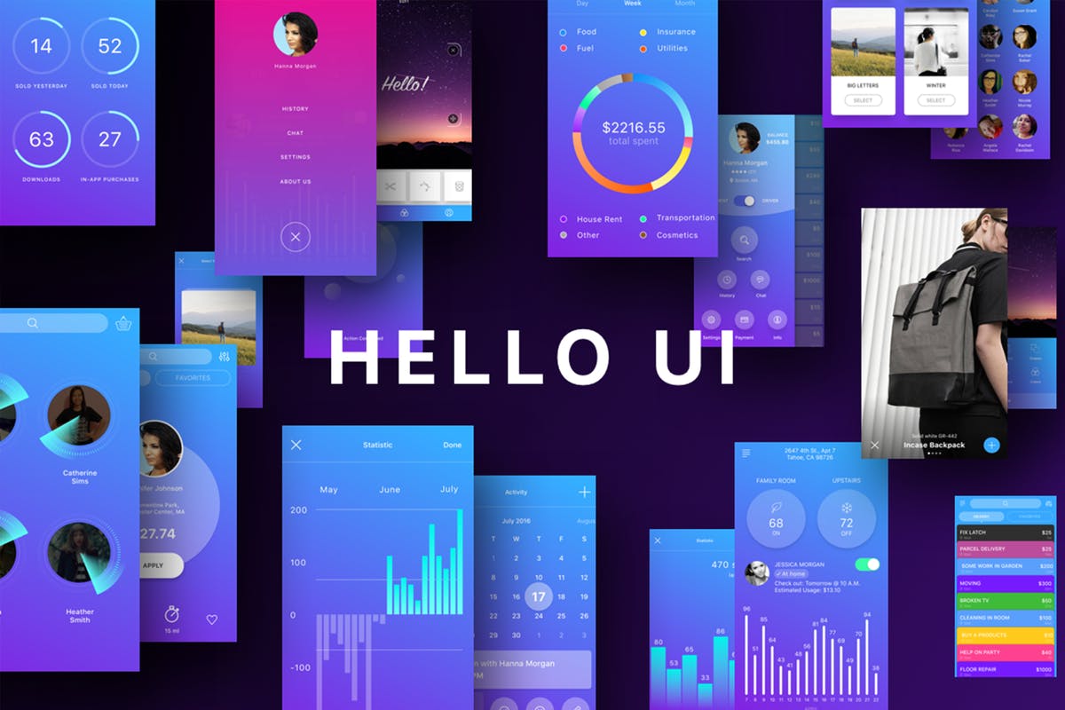 160页面700+组件多用途 APP UI 套件 Hello UI Kit
