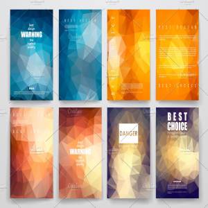 渐变色彩多边形抽象图形背景小册子模板 Set of brochures in poligonal style