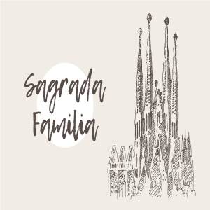 巴塞罗那萨格拉达—法米利亚大教堂素描剪贴画 The Sagrada Familia, Barcelona
