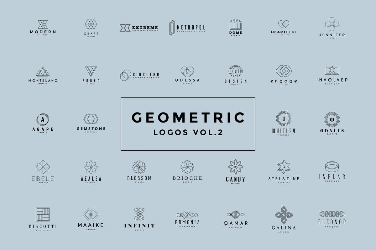 极简主义几何图形Logo标志模板V2 Geometric Logos Vol.2