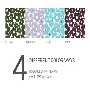 手绘花卉剪影无缝纹理 Floral Silhouette | Seamless Pattern