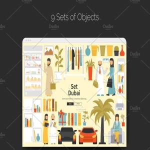 迪拜中东风情扁平风格插画 Dubai Flat Collection