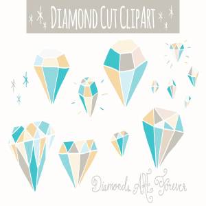 手绘不规则蓝色宝石钻石时尚插画 Blue Diamonds Clip Art – Vector