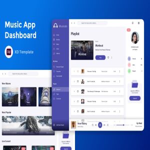 在线听歌APP应用管理后台交互设计XD模板 Music App – Admin Dashboard XD Template