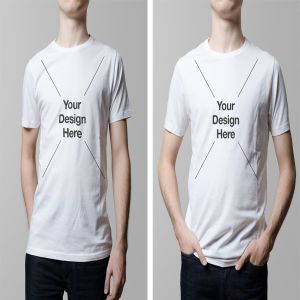 男模特圆领白色T恤服装样机 T-Shirt Mock-Up / Crew Neck Male Model Edition