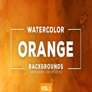 橙色水彩涂料纹理背景设计素材v1 Orange Watercolor Backgrounds Vol.1