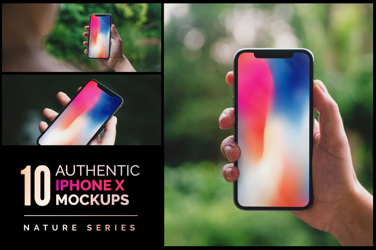 10款手持真实iPhone X设备展示样机模板 10 Authentic iPhone X Mockups