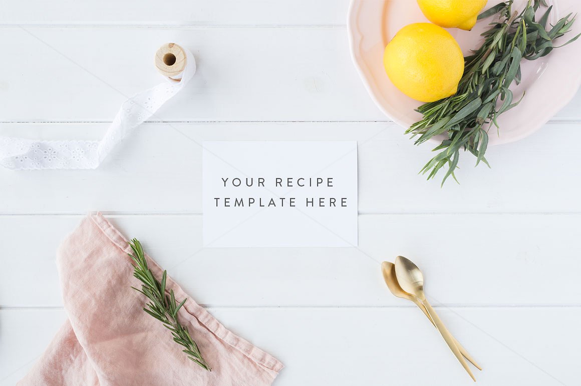 现代极简主义便签样机模板 Recipe card mock up – Psd+Jpg