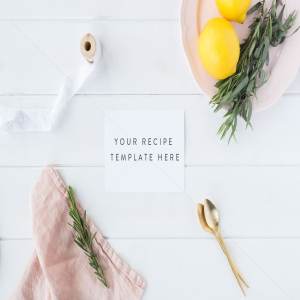 现代极简主义便签样机模板 Recipe card mock up – Psd+Jpg