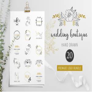 婚礼策划婚庆公司婚纱品牌Logo设计模板合集 Wedding logo boutique, premade logo