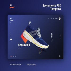 创意运动鞋品牌网站设计PSD模板 Ne.Shoes – Ecommerce PSD Template