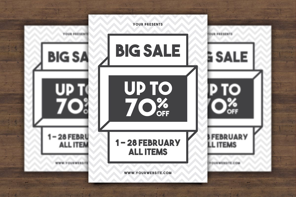 简约文字排版风格促销广告海报设计模板 Big Sale Flyer