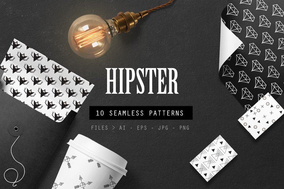 10款时髦几何图案设计纹理 Hipster Vector Patterns