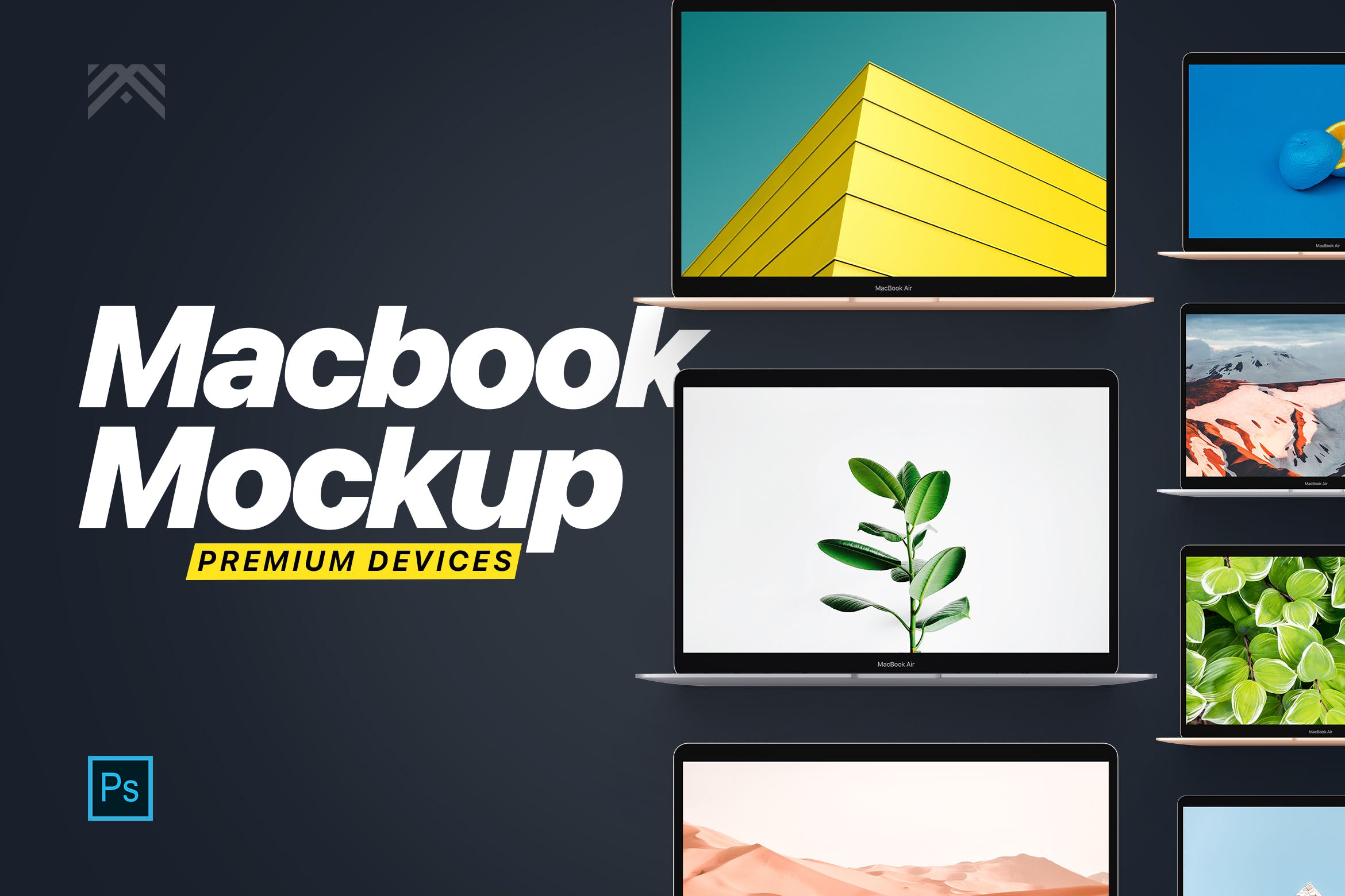 MacBook 2019网站UI设计预览样机模板 Macbook Mockup 2019