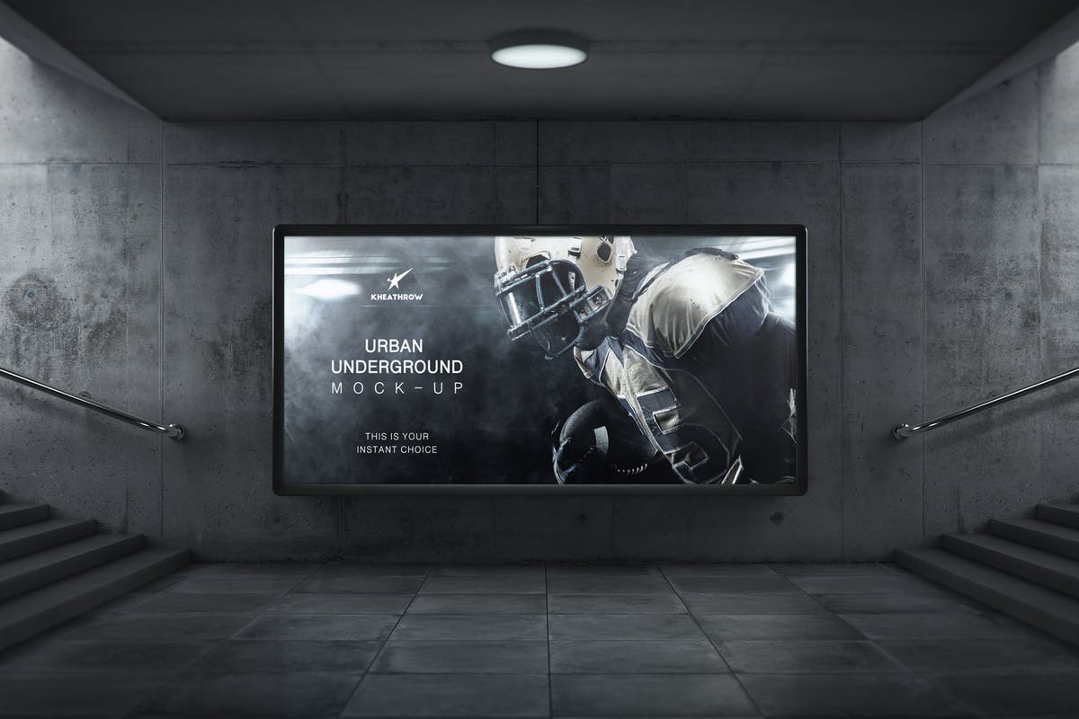 城市地下通道地铁灯箱/广告牌样机 Urban Underground Lightbox / Billboard Mock-Ups