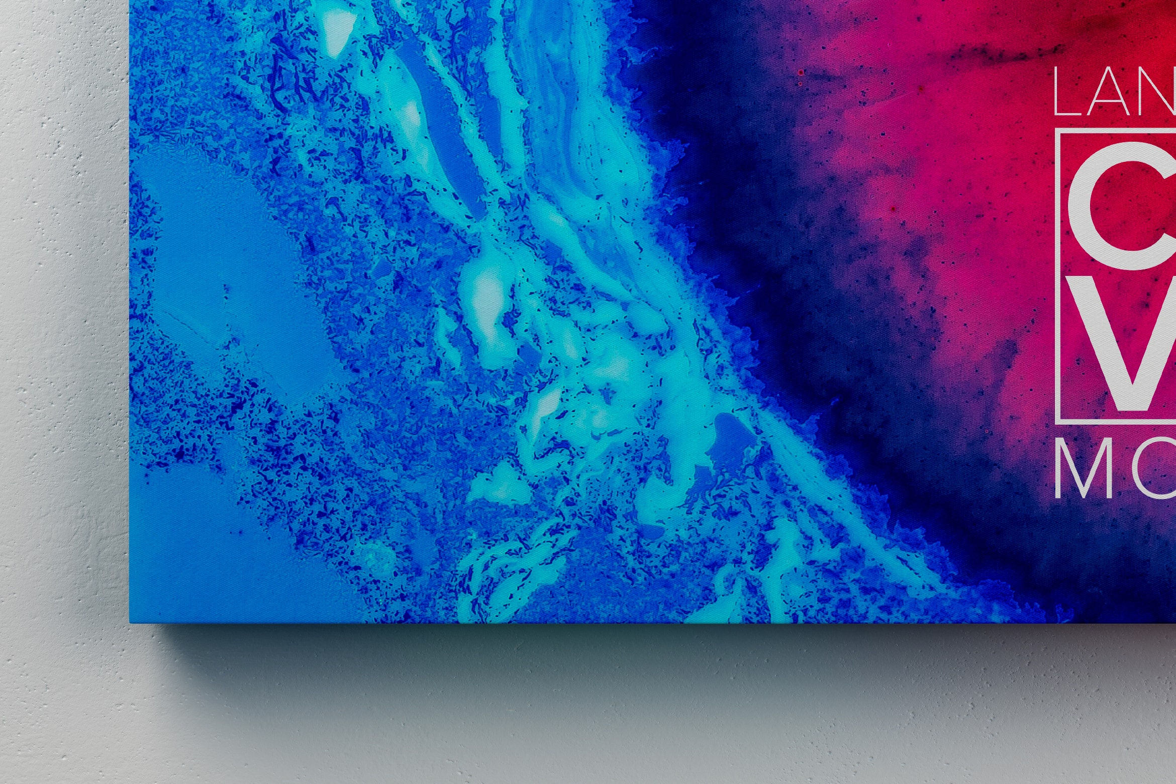 挂墙画布画框前视图样机模板素材02 Landscape Canvas Frame Mockup Hanging on Wall in Front View 02