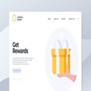 奖品礼物概念插画网站着陆页设计模板 Get Rewards – Landing Page