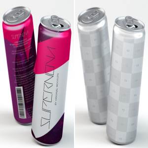 3D立体效果饮料&啤酒易拉罐外观设计图样机02 3D Slim Can PSD Mockup 02