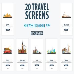 20个国家旅行 APP 启动界面图 Travel UI/UX Screens