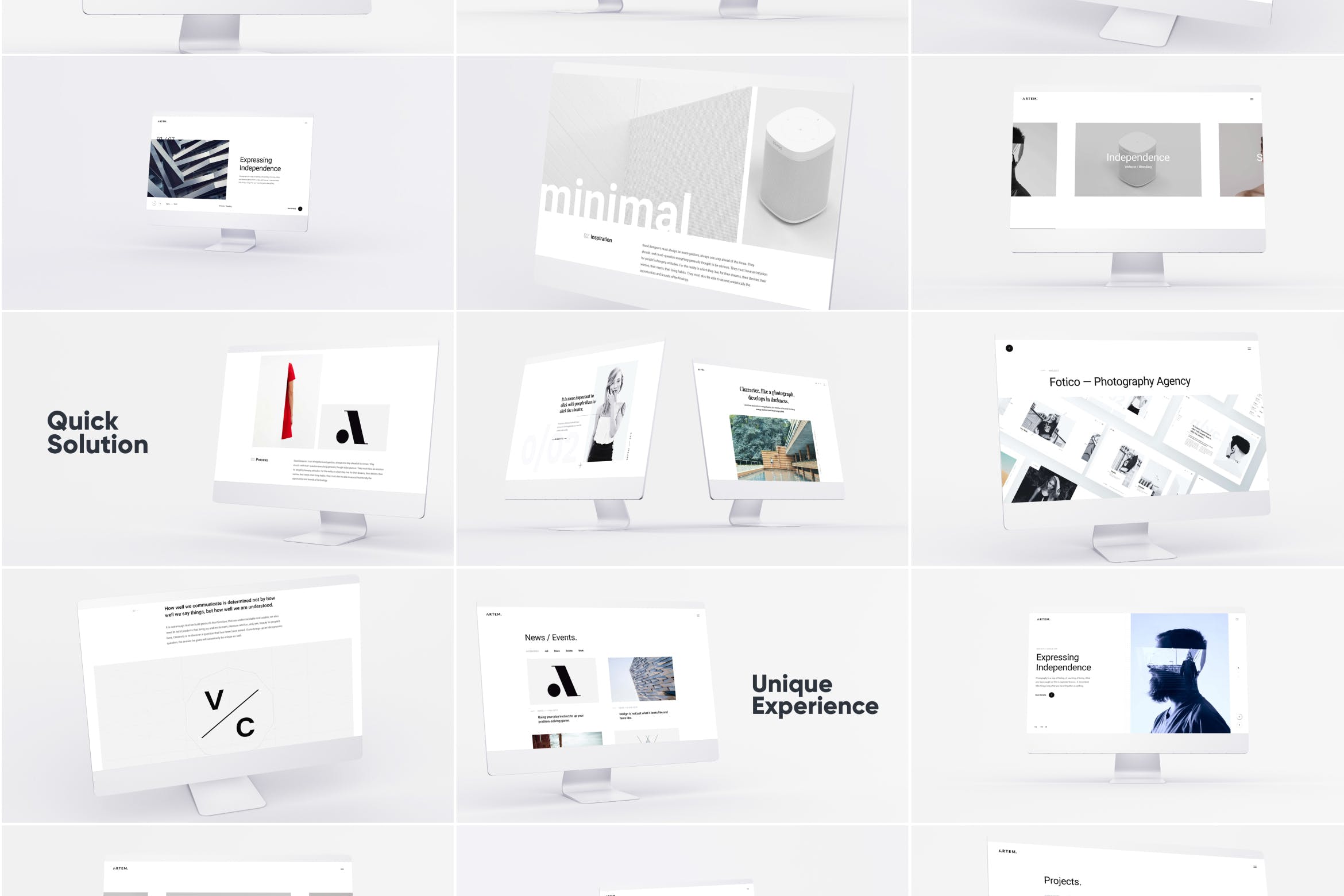 网站UI界面设计效果图预览白色iMac电脑样机模板 White iMac Mockup