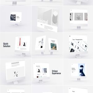 网站UI界面设计效果图预览白色iMac电脑样机模板 White iMac Mockup