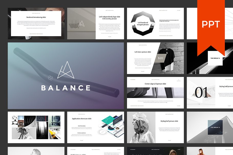 100+页时尚现代 PPT 幻灯片模板（兼容Keynote） BALANCE PowerPoint Presentation