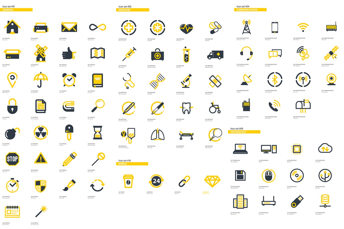 300+多行业分类扁平设计风格矢量图标素材 300+ Flat Icons Package