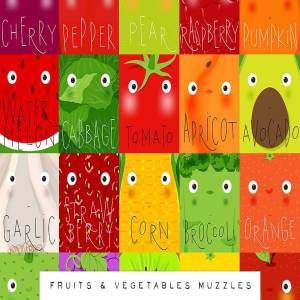 可爱卡通风水果蔬菜插画合集 Fruits & Vegetables Muzzles