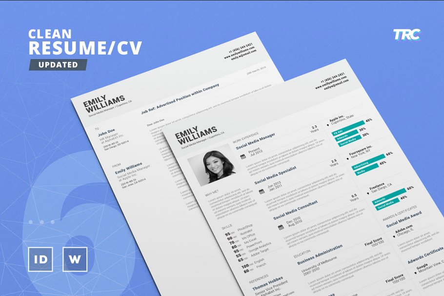 简洁专业全面高级简历模板 Clean Resume/Cv Template Volume 6