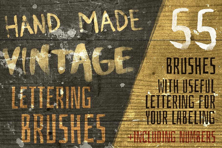 手工制作复古字母PS笔刷 Hand-Made Vintage Lettering Brushes