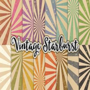 复古纸张上的光芒四射的亮光图案纹理 Starburst Patterns on Vintage Paper