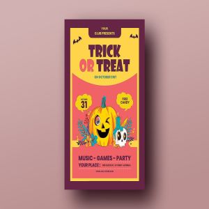 万圣节不给糖就捣乱节日活动宣传海报设计模板 Trick Or Treat Halloween Candy Festival Flyer