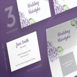 婚礼发型设计公司名片设计模板 Wedding Hairstyle Business Card Template