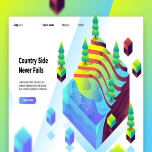 农村梯田概念插画网站Banner&着陆页设计模板 Countryside – Banner & Landing Page