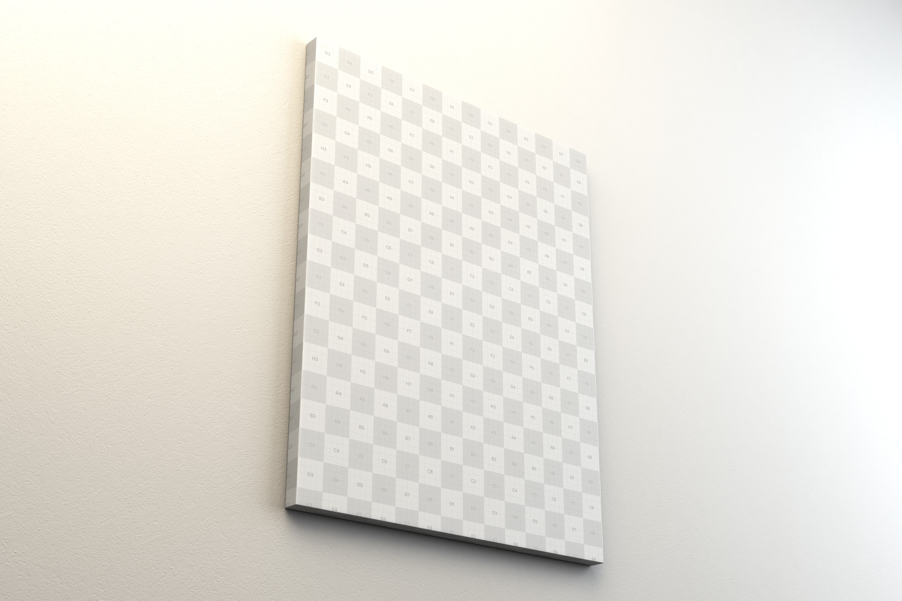 挂墙画布画框艺术作品&画像展览效果透视图样机素材 Portrait Canvas Frame Mockup Hanging on Wall in Perspective