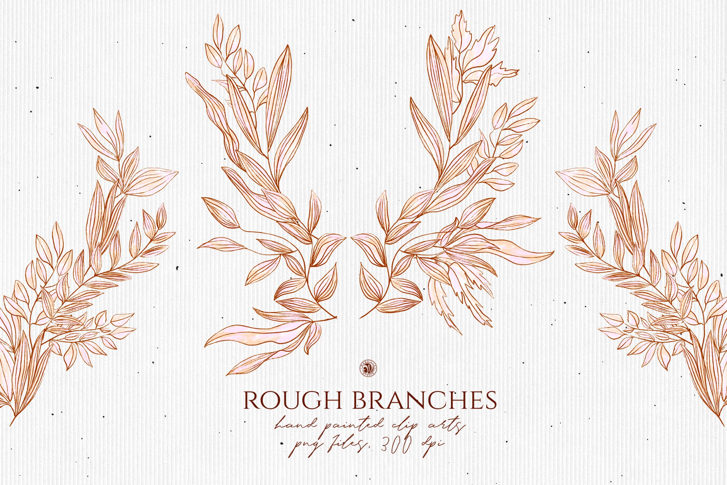 高清手绘橄榄枝叶PNG素材 Rough Branches