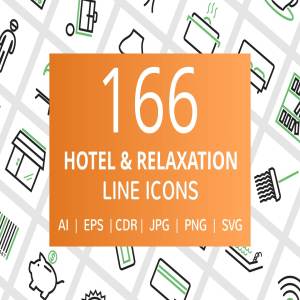 166个酒店&休闲娱乐的线形矢量图标下载[ai,eps,cdr,svg,png,jpg]