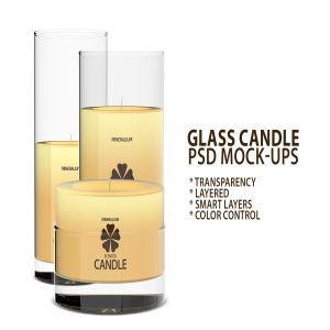 玻璃蜡烛外观设计PSD样机模板 Glass Candle PSD Mock-ups插图1