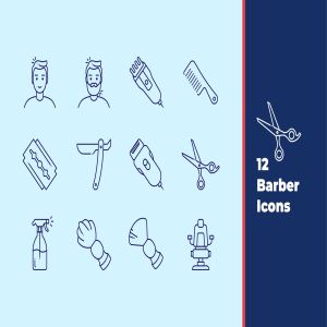 美发沙龙主题矢量图标集 Barber Icons