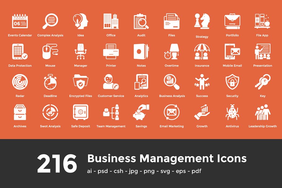 216枚企业管理主题图标 216 Business Management Icons