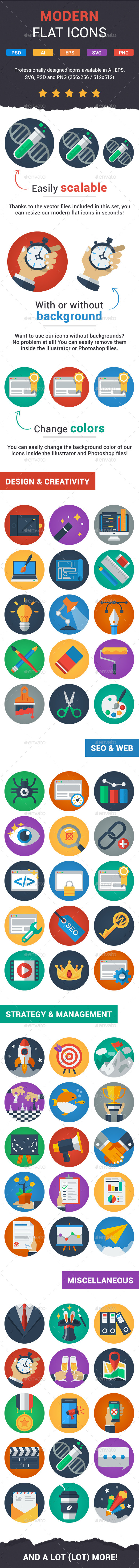 95枚现代扁平风图标 95 Modern Flat Icons