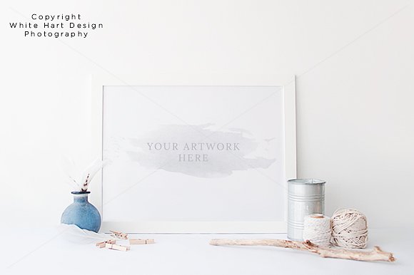 景观墙艺术框架样机模型   Landscape wall art frame mock up