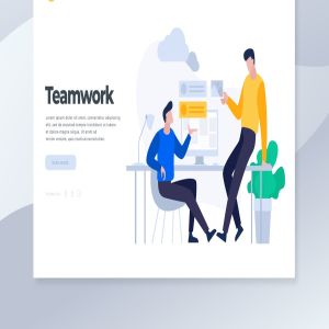 团队合作概念插画网站着陆页设计模板 Teamwork – Landing Page